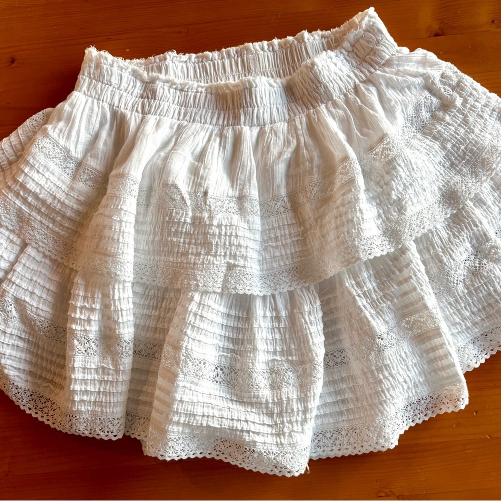 Aerie Rock N Ruffle White Lace Short Skirt